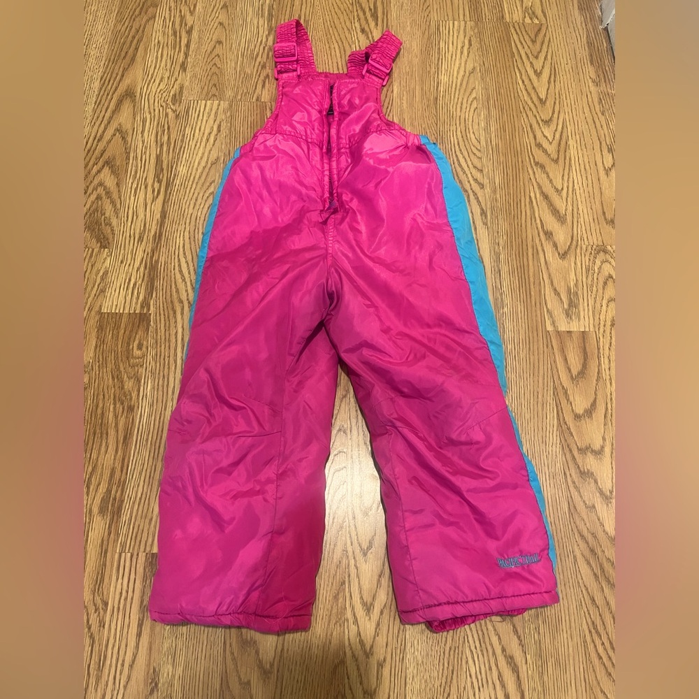 Vintage Made in USA Pacific Trail girls pink and blue bib snow pants
